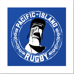 Easter Island Head Rugby Fan - White Text Posters and Art